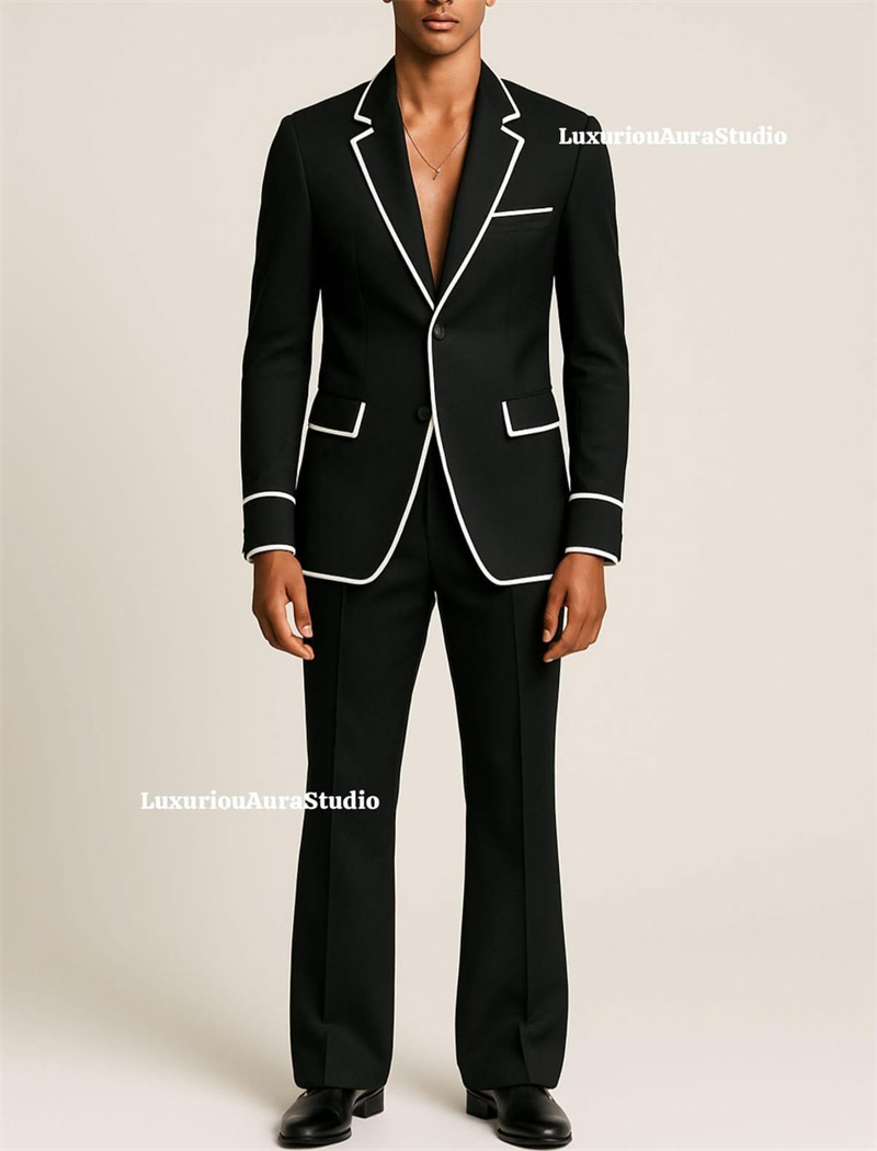 Men Formal Wear With Coat - Ensemble de costume noir pour homme