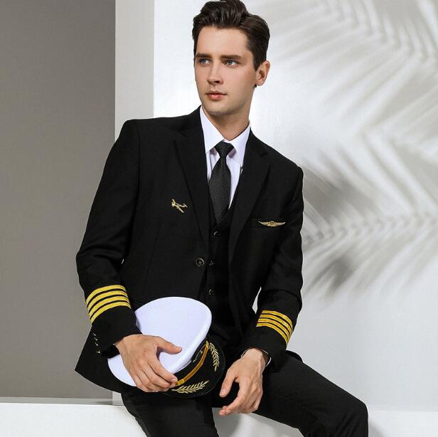 Men Formal Wear With Coat - Uniforme d'aviateur pour hommes, vêtements professionnels