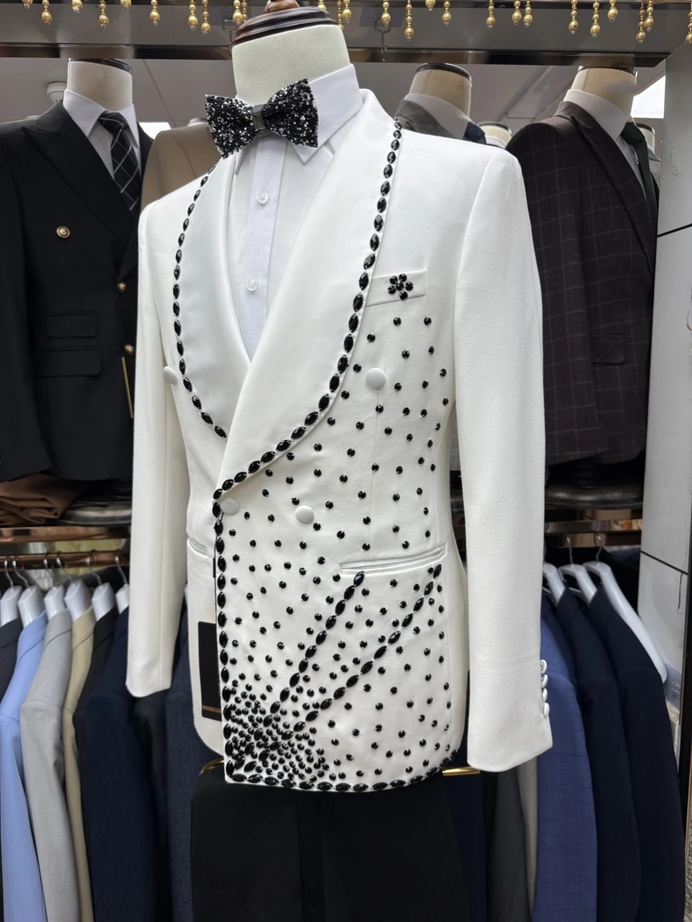 Men Formal Wear With Coat - Ensemble de costume de marié blanc