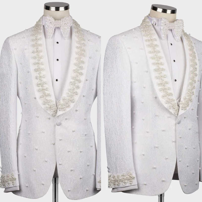 Men Formal Wear With Coat - Costumes de mariage blancs pour hommes,