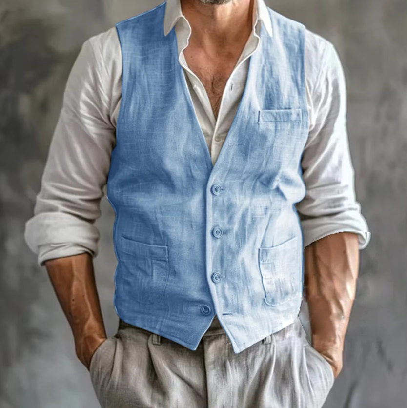 Gilet en Lin pour Homme, de Ha - Formal Vest Waistcoat avis et prix