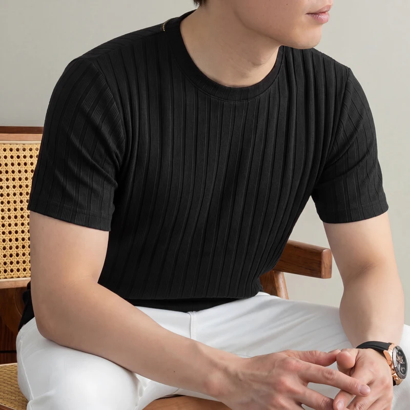 T-shirt côtelé décontracté pou - Men'S Used Formal Wear avis et prix