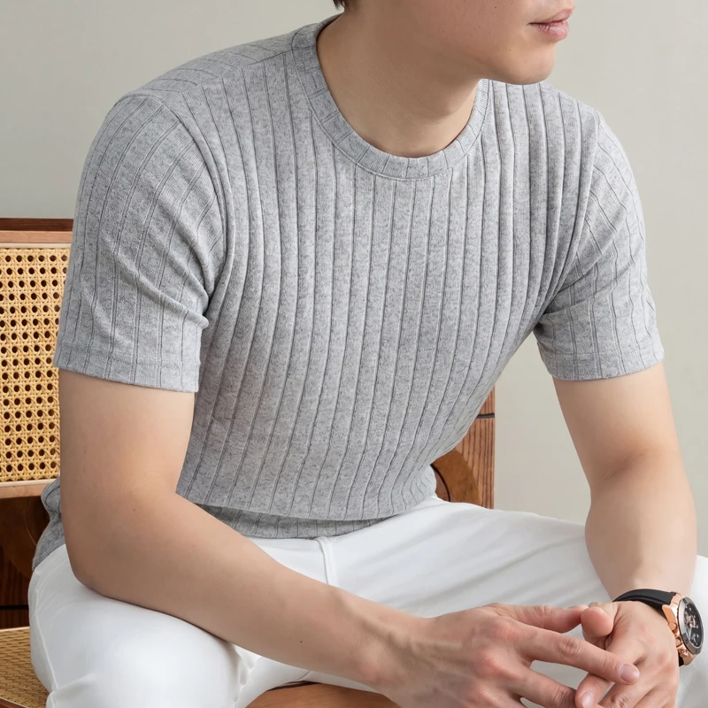 T-shirt côtelé décontracté pou - Men'S Used Formal Wear avis et prix