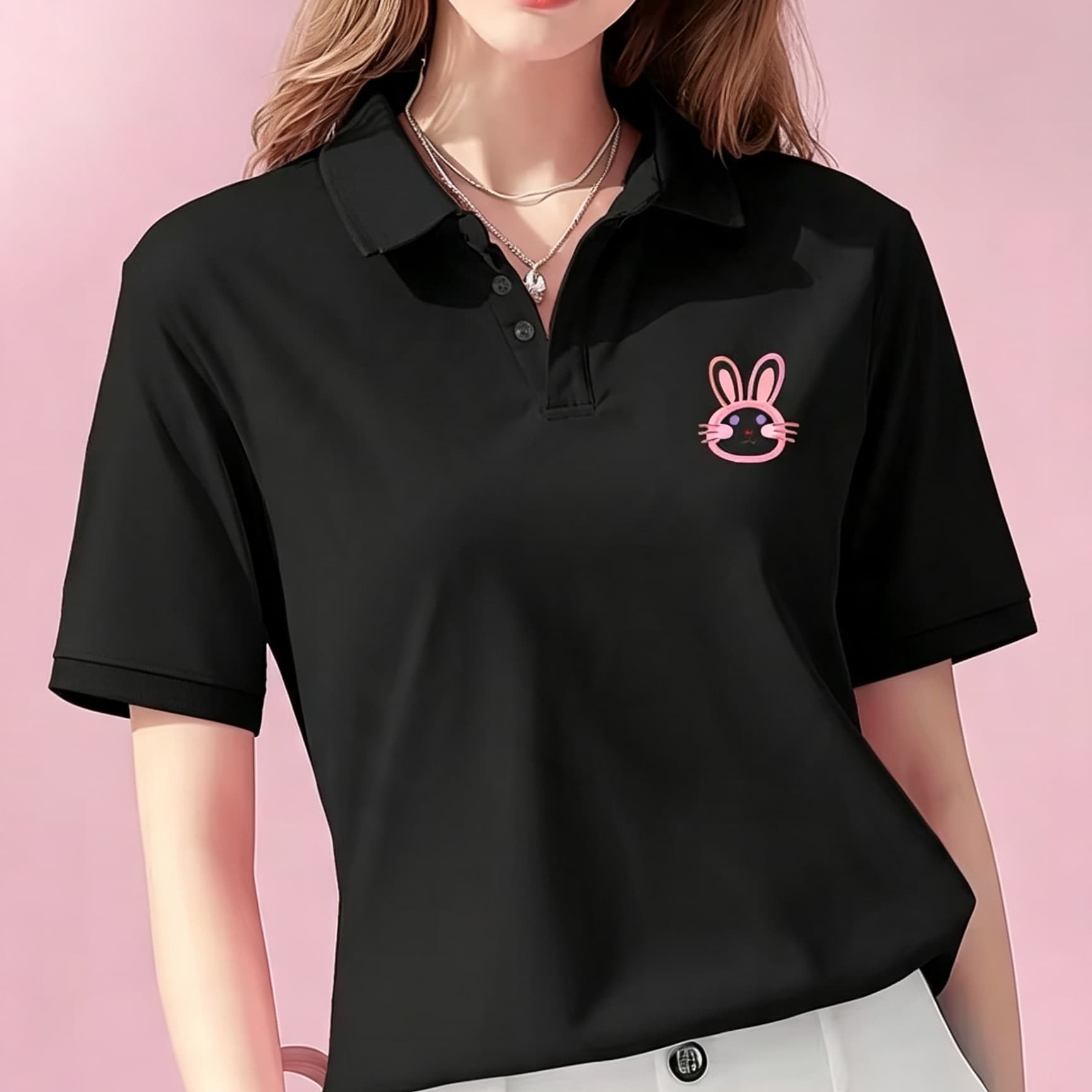 Polo unisexe noir à col à reve - Men Formal Wear Top avis et prix